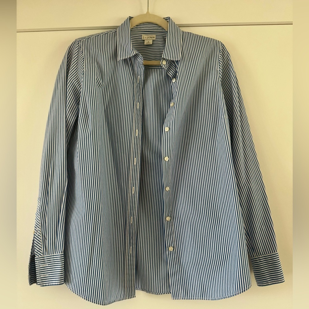 J. by J. Crew women’s striped classic button-up shirt in cotton poplin, size S - Picture 3 of 9